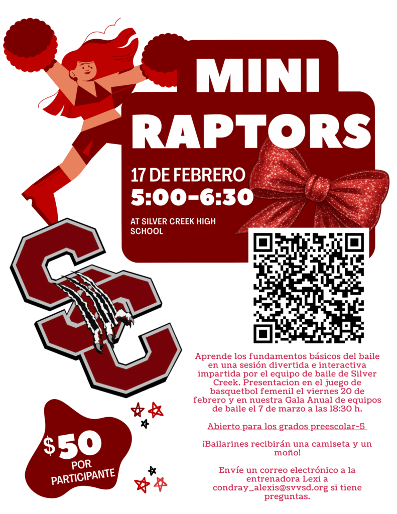 Cheerleading event for kids at Silver Creek High School on February 17, 5-6:30 PM. Cost: $50 per participant.